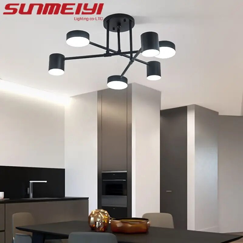 Candelabro LED nórdico de hierro giratorio, iluminación interior para sala de estar, dormitorio, estudio, comedor, vestíbulo del Hotel, luminaria