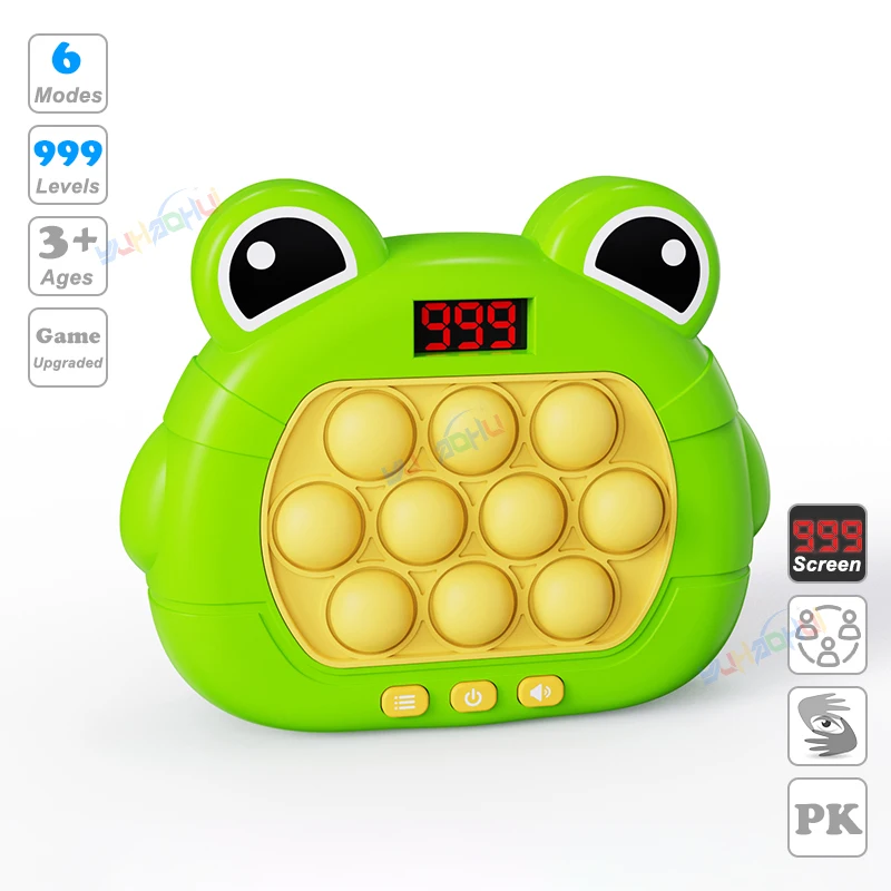 Consola de juegos de empuje rápido con luz Pop electrónica mejorada, juguetes para niños y adultos, juguete antiestrés, máquina de juego interactiva: Gris claro