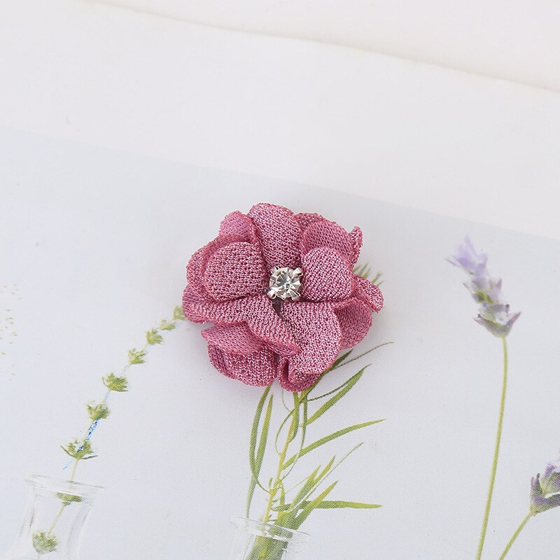 10 stks/partij Multi Kleuren Handgemaakte Kleine Stof Satijnen Bloemen met Rhinestone Applicaties Naaien Bruiloft Kleding Accessoires Bloemen: 5