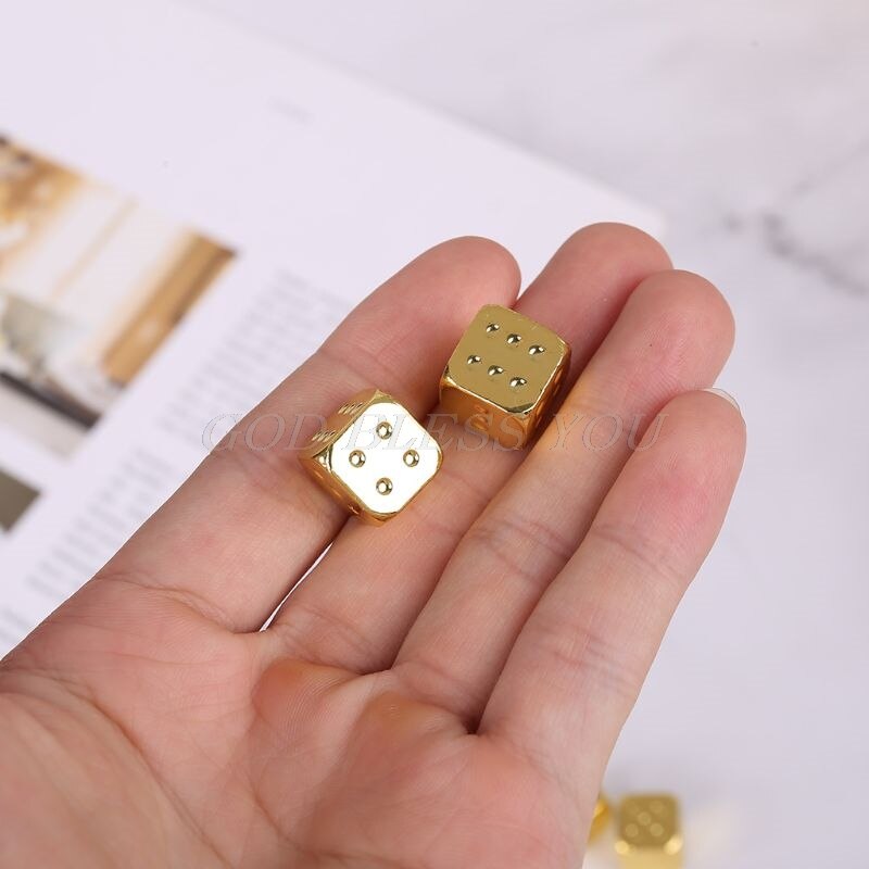 5pcs 13mm Metal Dice Gold/Silver Solid Heavy Dice Bar Night Club Party Drinking DND Game Dice