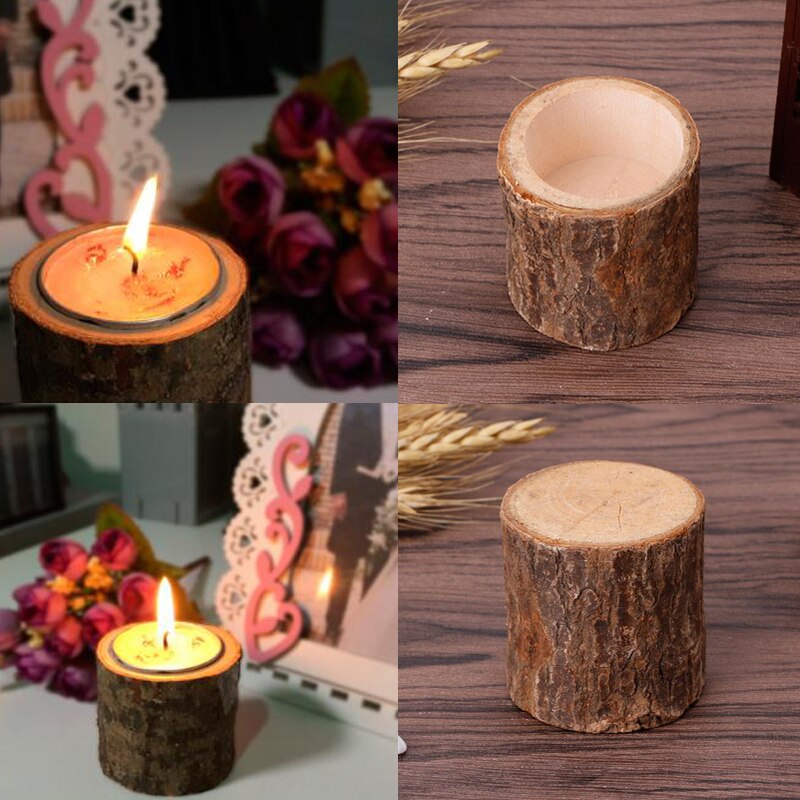 Bougeoir en pin succulente petit Pot de fleur chandelier en bois piquet en bois creux jardinière pour plantes succulentes bougeoir à thé