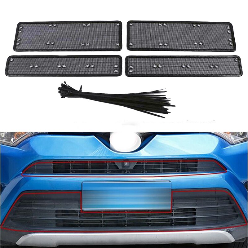 for Toyota RAV4 Car Insect Screening Mesh Front Grille Insert Net Accessories 4PCS/set
