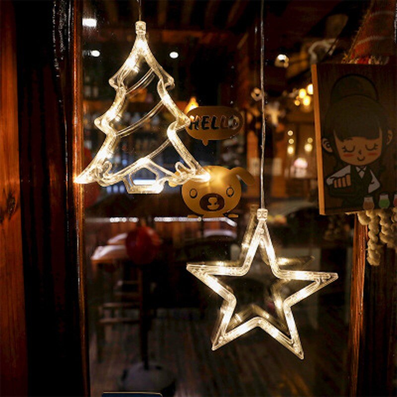 Julepynt lys bjeller snømann lys led klistremerke lys jule jule lys krans for hjemmeinnredning festival dekor