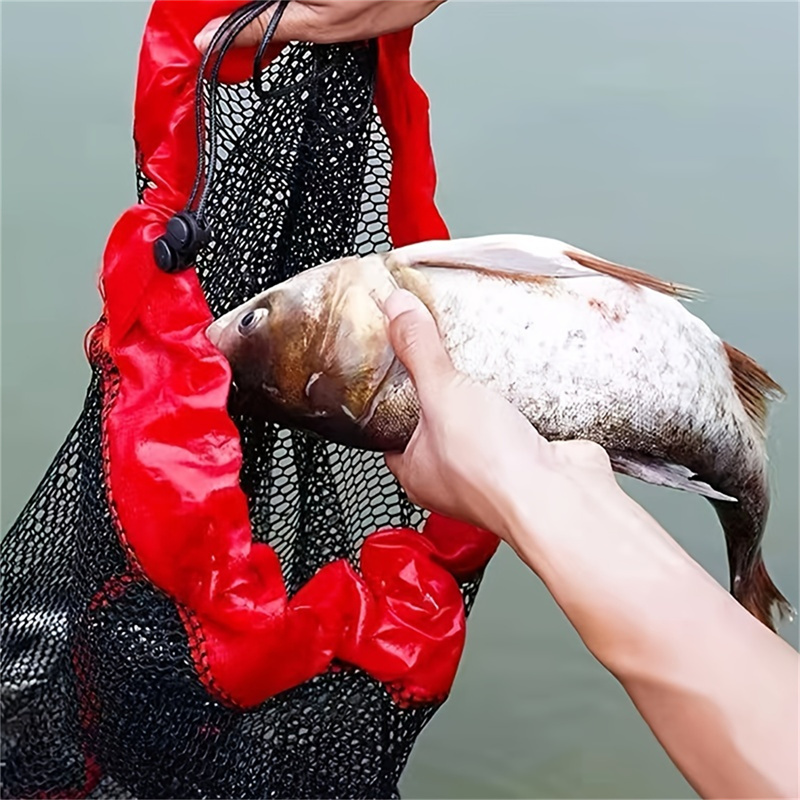 Rede de pouso de pesca, saco de coleta de captura de pesca com cordão, rede de peixe portátil, malha criptografada, bolsa de retenção de peixe para