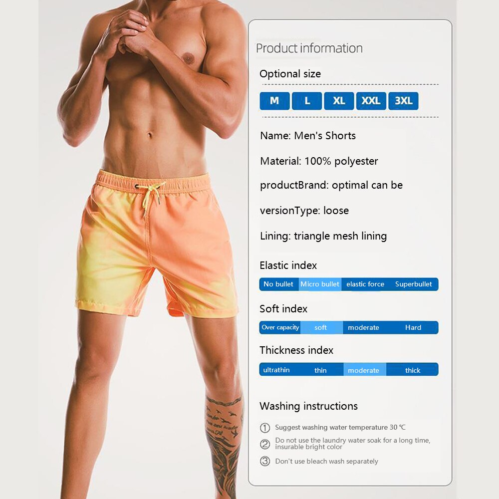 Men Magic Color Changing Swim Trunks Water Discoloration Surf Beach Board Rhombus Plaid Shorts Quick Dry Sport Pants