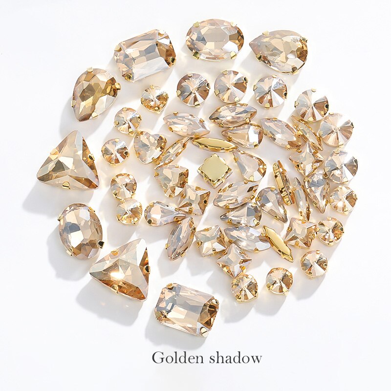 Astrobox Fancy 50 Stuks Gemengde Vorm Met Klauw Naai Rhinestone Crystal Voor Kleding &amp; Accessoires Glas Steen Diy Sieraden maken: Golden shadow