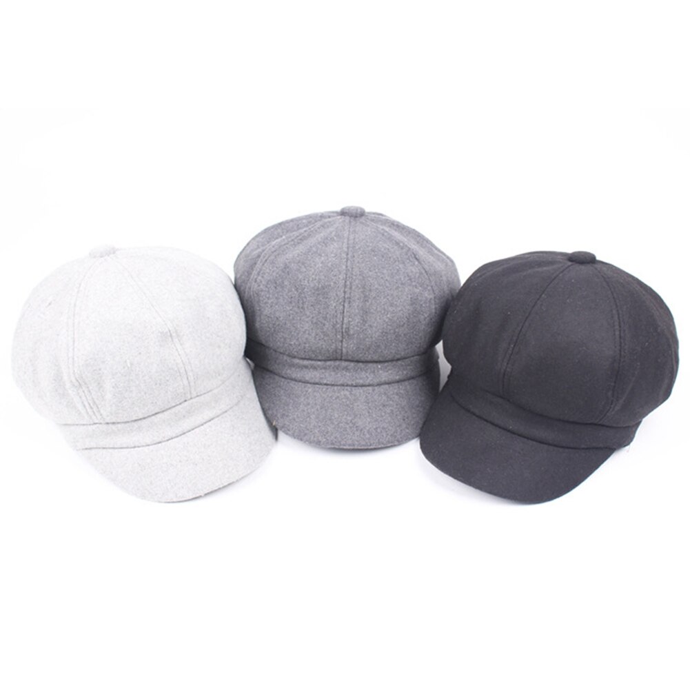 Vintage Temperament Ladies Woolen Octagonal Cap Popular Newsboy Cabbie Cap Casual Universal Beret Hat