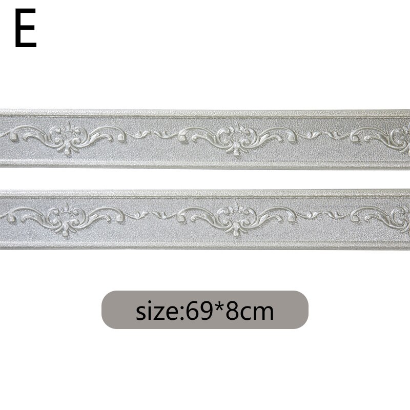 Self-Adhesive Foam 3D Foam Wall Stickers Door Frame Edge Strip Edge Band Wall Skirt Decoration Waist Line Wallpaper Skirting: E