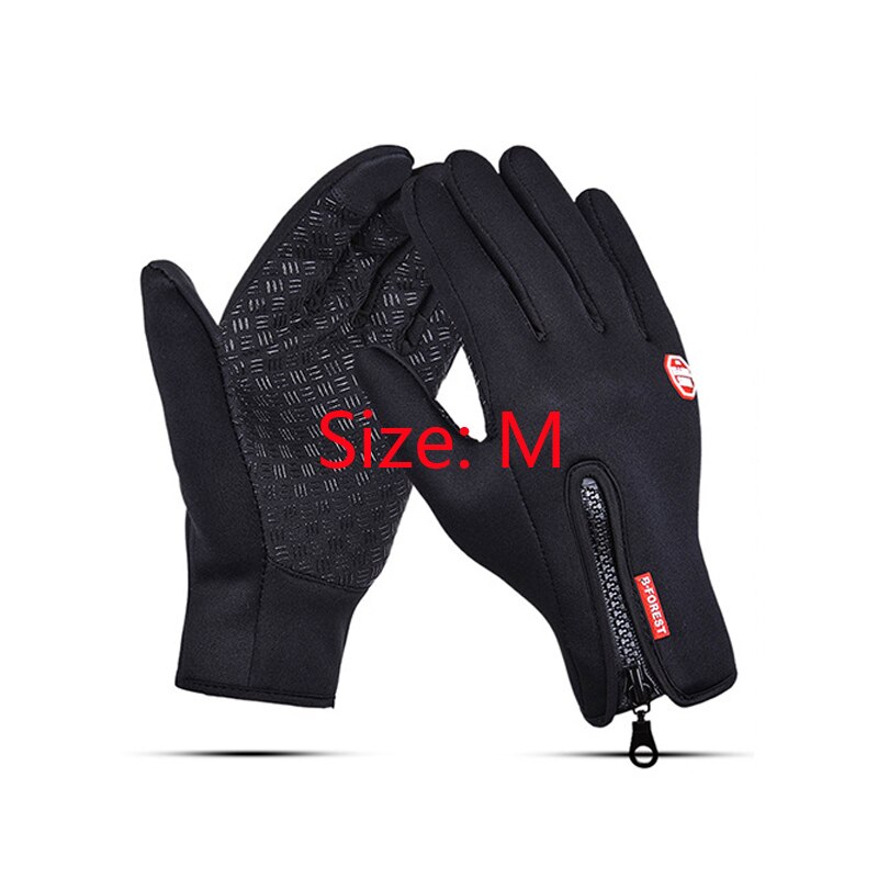 Tablet Screen Touch Gloves,Outdoor autumn and winter sports men's plus velvet touch screen warmth ski bike riding warm gloves: Black-001-M