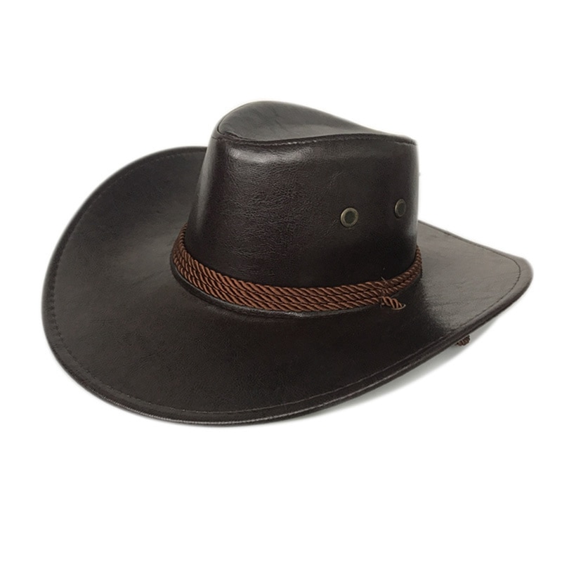 Gorra de vaquero de cuero PU de ala ancha gorras de color liso para caballero Casual viajes de lujo masculina femenina sombreros de vaquera gorra