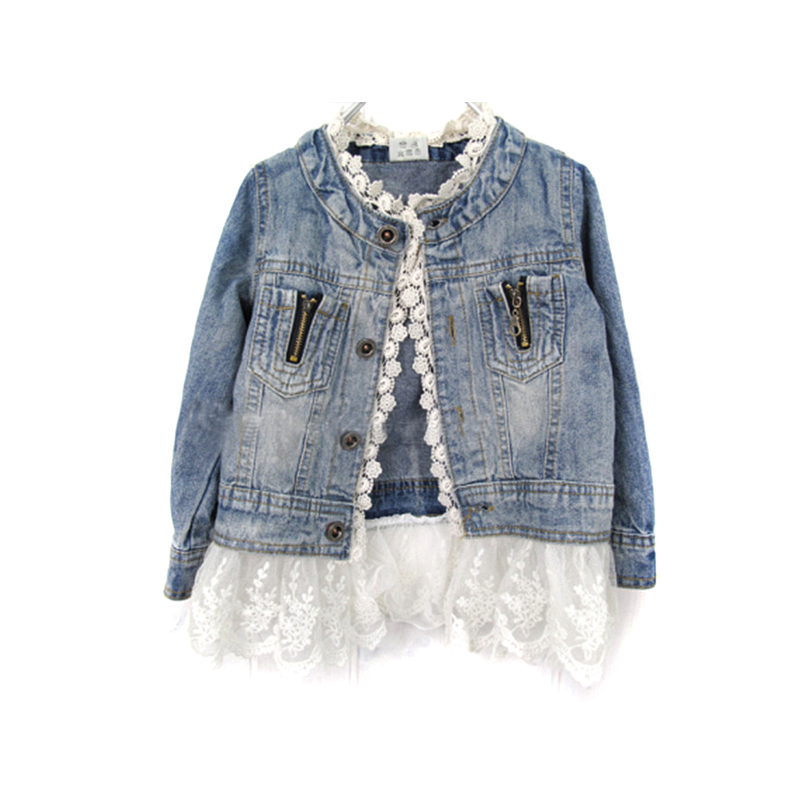 Primavera autunno ragazze moda Jean giacche bambini cappotto di pizzo manica lunga bottone Denim giacche giacche capispalla per ragazze 2-7Y