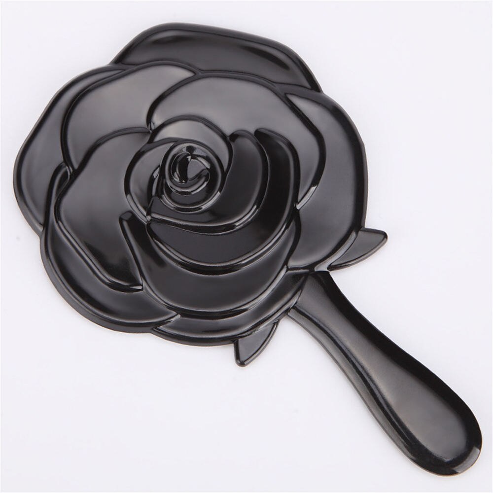 Black Mirror HD Rose Style Portable Handle Cosmetic Mirror Round Shaped Toilet Glass makeup Mirror