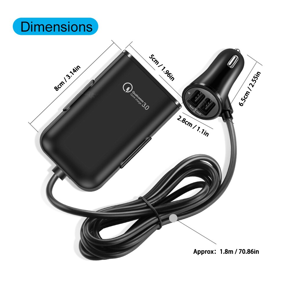 Quick Charge 4 In1 Usb 3.0 Car Charger Universele Usb Snelle Adapter Voor Mpv Auto Smart Telefoon Snelle Auto mobiele Telefoon Oplader