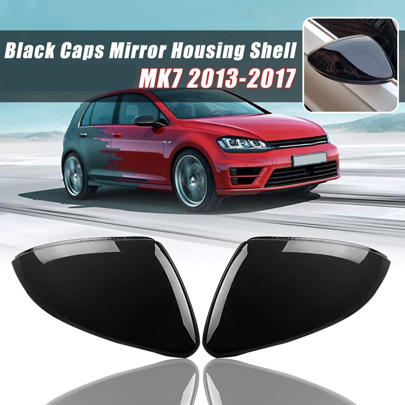 2 stuks Voor Vw Golf 7 Mk7 7.5 Gtd R Gti Touran L E-Golf Side Wing Mirror Cover caps Heldere Zwarte Achteruitkijkspiegel Case Cover 201