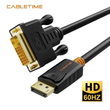Cabletime-Puerto de visualización a Cable DVI macho a macho, adaptador de conexión DisplayPort DP a DVI, 1080P, 3D, para HDTV, PC, proyector N080