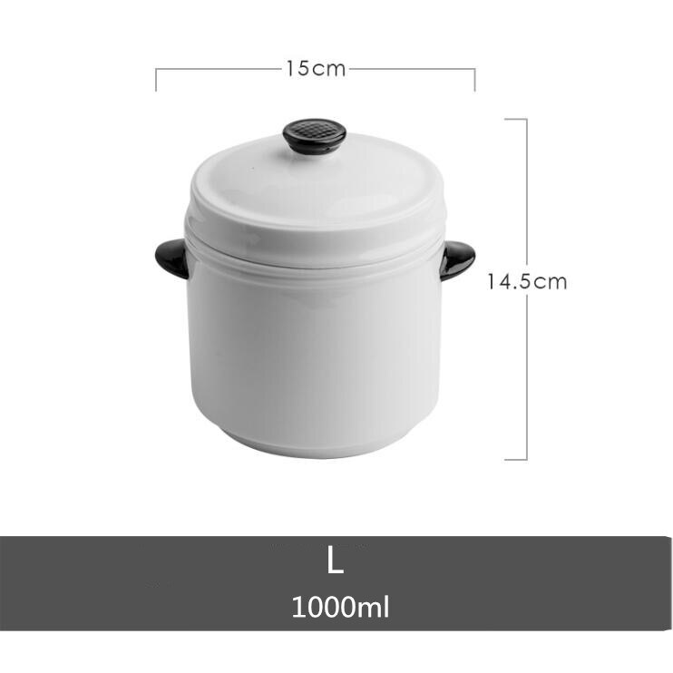 Vaisselle en céramique faitout étanche avec double couvercle | Couvercle à double oreille, tasse à ragoût à double oreille, bol à soupe à la vapeur: L