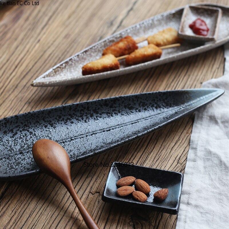 Japanse stijl en wind creatieve keramische plaat 14 inches Sashimi sushi bestek Snack lade Japanse keuken plaat