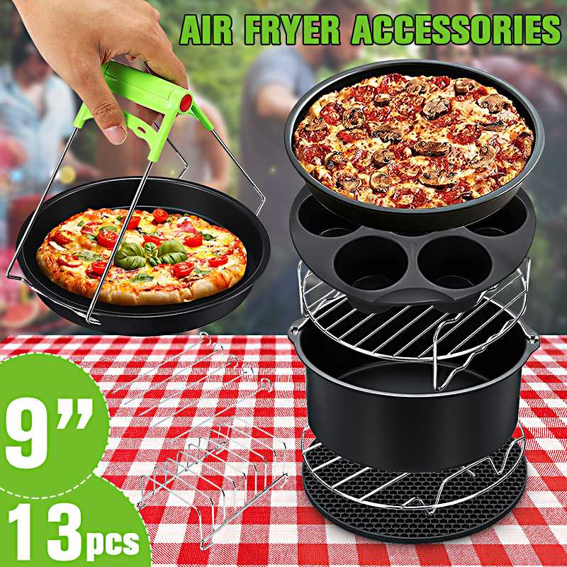 Acessórios para fritadeira a ar, acessórios para fritadeira a ar 9 Polegada adequados para fritadeira a ar 5.2-6.8qt 13/12/11/10/8x cesta de cozimento para pizza, grelha, utensílios de cozinha: 13pcs