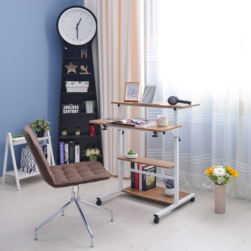 Home simple laptop desk floor-mounted foldable computer desk high home multifunctional storage table