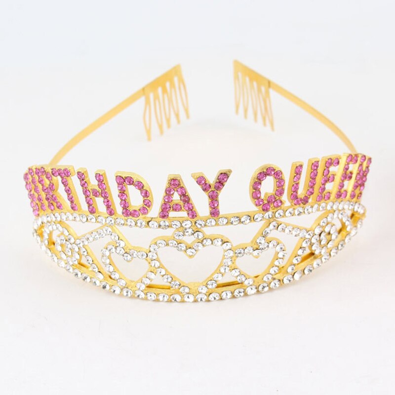 Crystal Rhinestone Birthday Queen Crown Tiara Headband for Women Girls 30th 40th 50th 60th Birthday Party Decoration Cake Topper