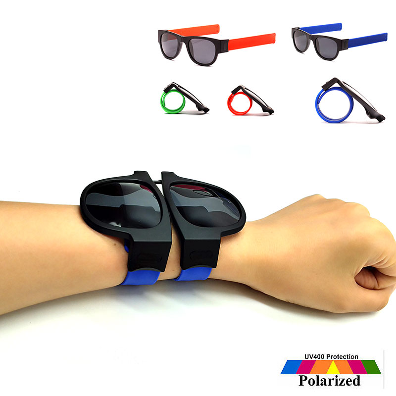 Slap Sunglasses Polarized Women Slappable Bracelet Sun Glasses for Men Wristband Fold Shades Oculos Colorful Mirror