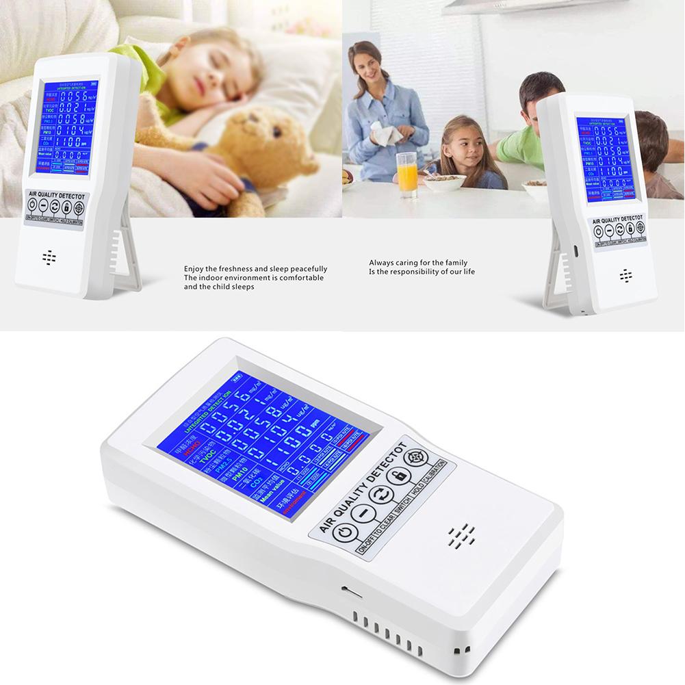 Formaldehyde Nauwkeurige Testen PM2.5 PM10 CO2 Aqi Detector Thuis Office Binnenshuis Meten Luchtkwaliteit Monitor Multifunctionele
