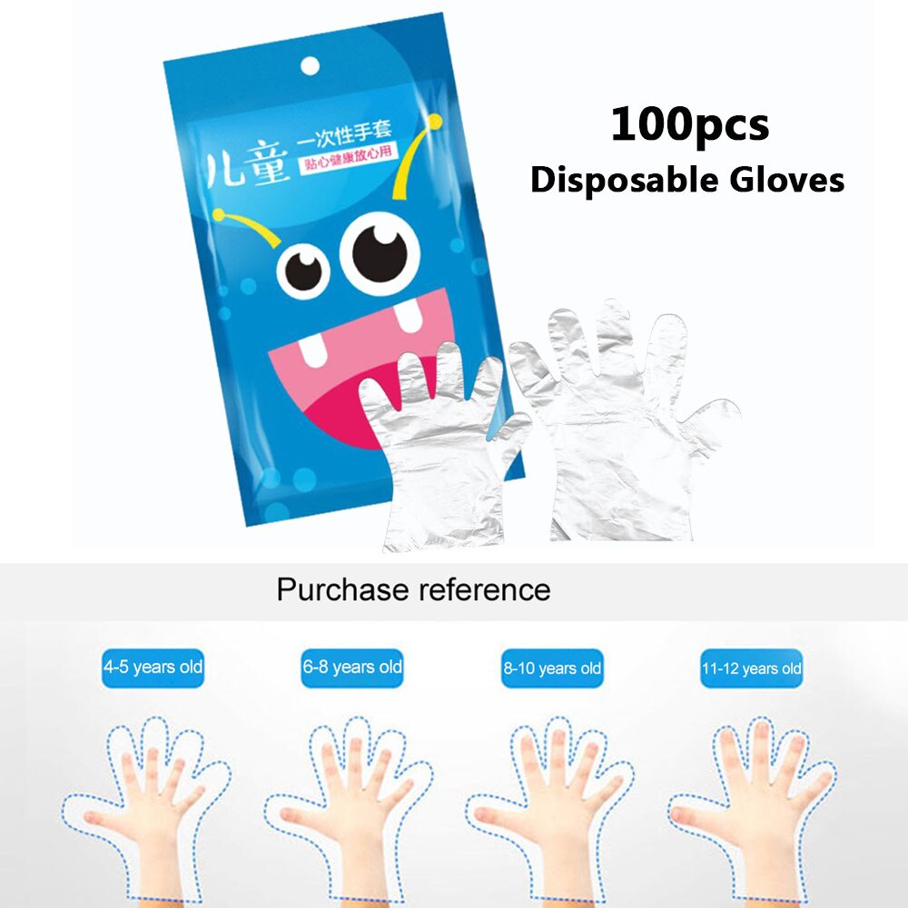 100Pcs/Bag Kids Disposable Transparent Gloves Dishwashing Kitchen Garden Children Kids Hand Protection Anti Dust Food Gloves