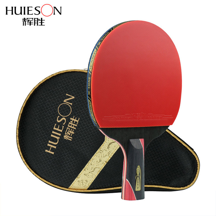 Huieson 5 Star Carbon Fiber Table Tennis Racket Double Pimples-in Rubber Ping Pong Paddle Bat With Bag: Short handle