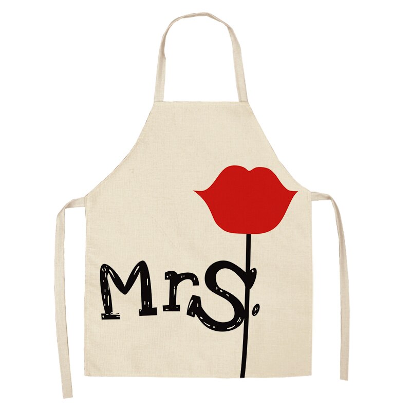 1Stck verrotten Lippen knapp Küche Schürzen Für Frauen Baumwolle Leinen Lätzchen Haushalt Reinigung Schürze Hause Kochen Schürze 53*65cm WQL0114: 2WQ-C1024-14
