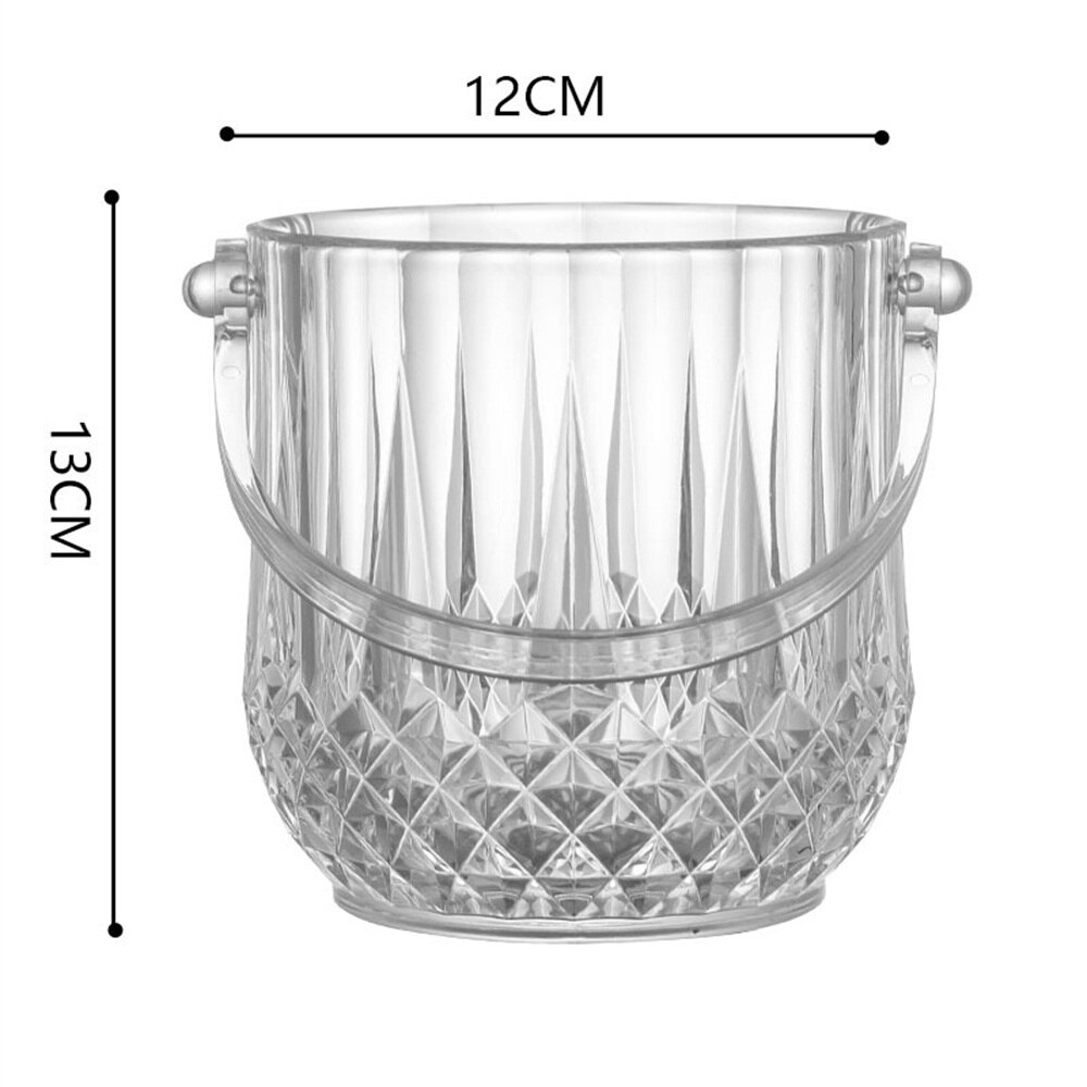 Diamond Cut Surface Acrylic Ice Wine Barrel Beer Cooler Box Champagne Freezer with Ice Tongs Beverage Cooling Bag For Hotel Bar: A