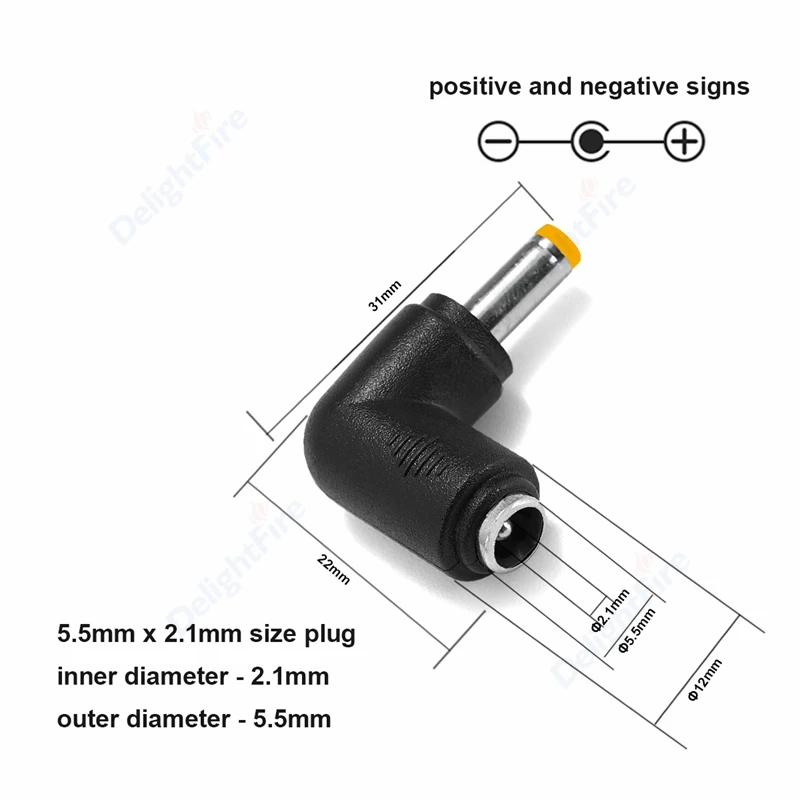 DC-Netzstecker-Stecker-Adapter, 5,5 x 2,1 mm Buchse auf 5,5 x 2,5 mm Stecker, Schalttafelmontage, Terminal-Konverter für Laptop: verrotten / 20-29 Stücke