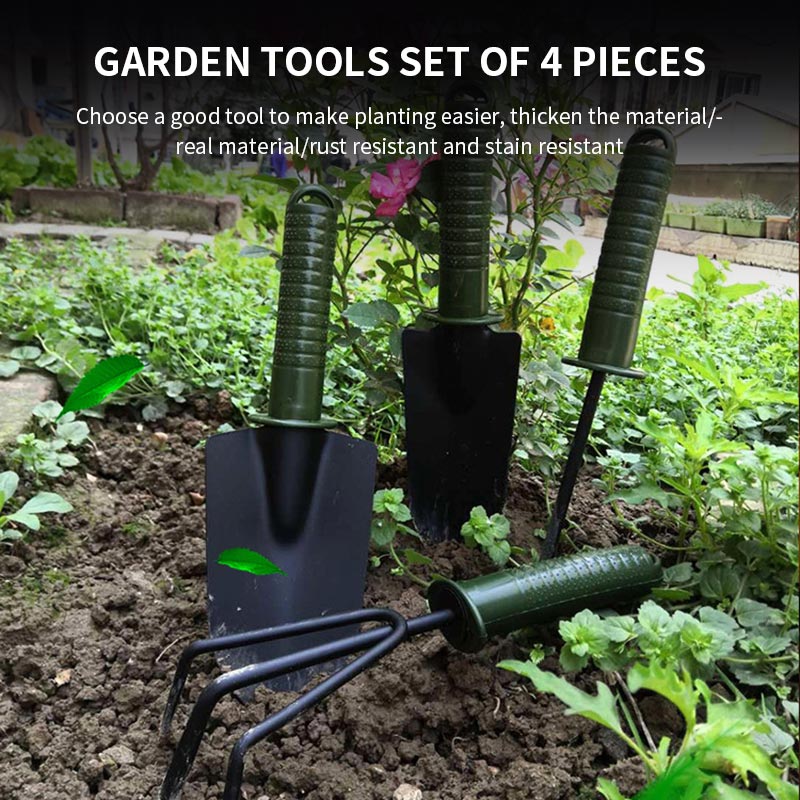 Juego de Herramientas de jardín de 4 piezas, combinación de siembra de flores, conjunto de herramientas de pala, Mini herramientas de jardinería, pala, rastrillo