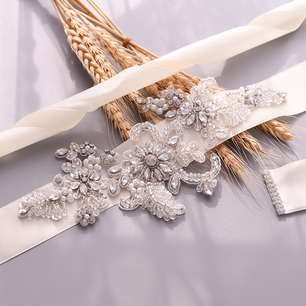 TRiXY S139 strass ceinture perles mariage ceinture argent diamant ceinture mariée ceinture mariage robe accessoire blanc brodé ceinture