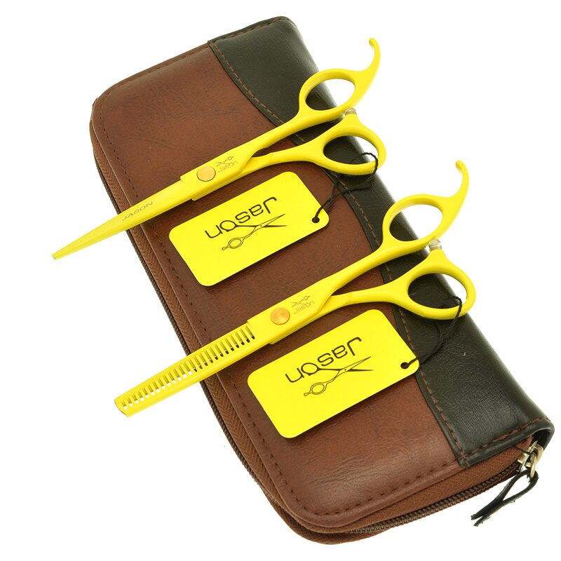 Jason 5.5 inch Hair Scissors Set Barber Cutting Thinning Styling Shears Japan Steel Hair Salon Tools A0072D