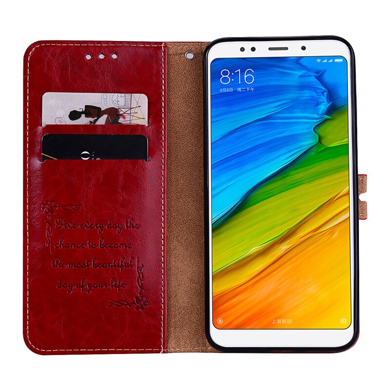 Pour Xiaomi Redmi 5 étui en cuir étui à rabat pour Xiaomi Redmi 5 Plus porte-cartes portefeuille pour redmi 5 plus Redmi5 étuis de téléphone