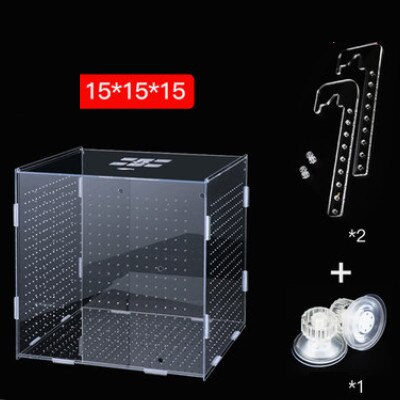Acrylic transparent isolation box for fish tank aquarium fish fry hatching reproduction single and double grid: 15X15X15CM
