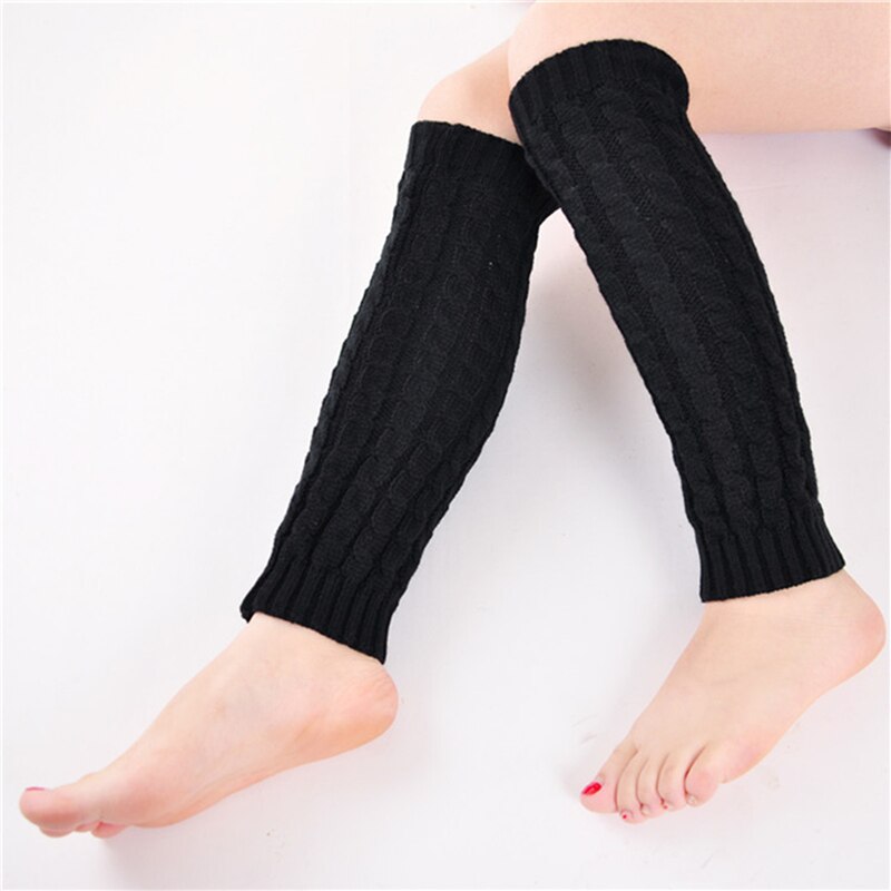Jambières chaudes pour femme, en tricot solide au Crochet, pour bottes, manchettes, chaussettes longues, hauteur du genou, 40cm