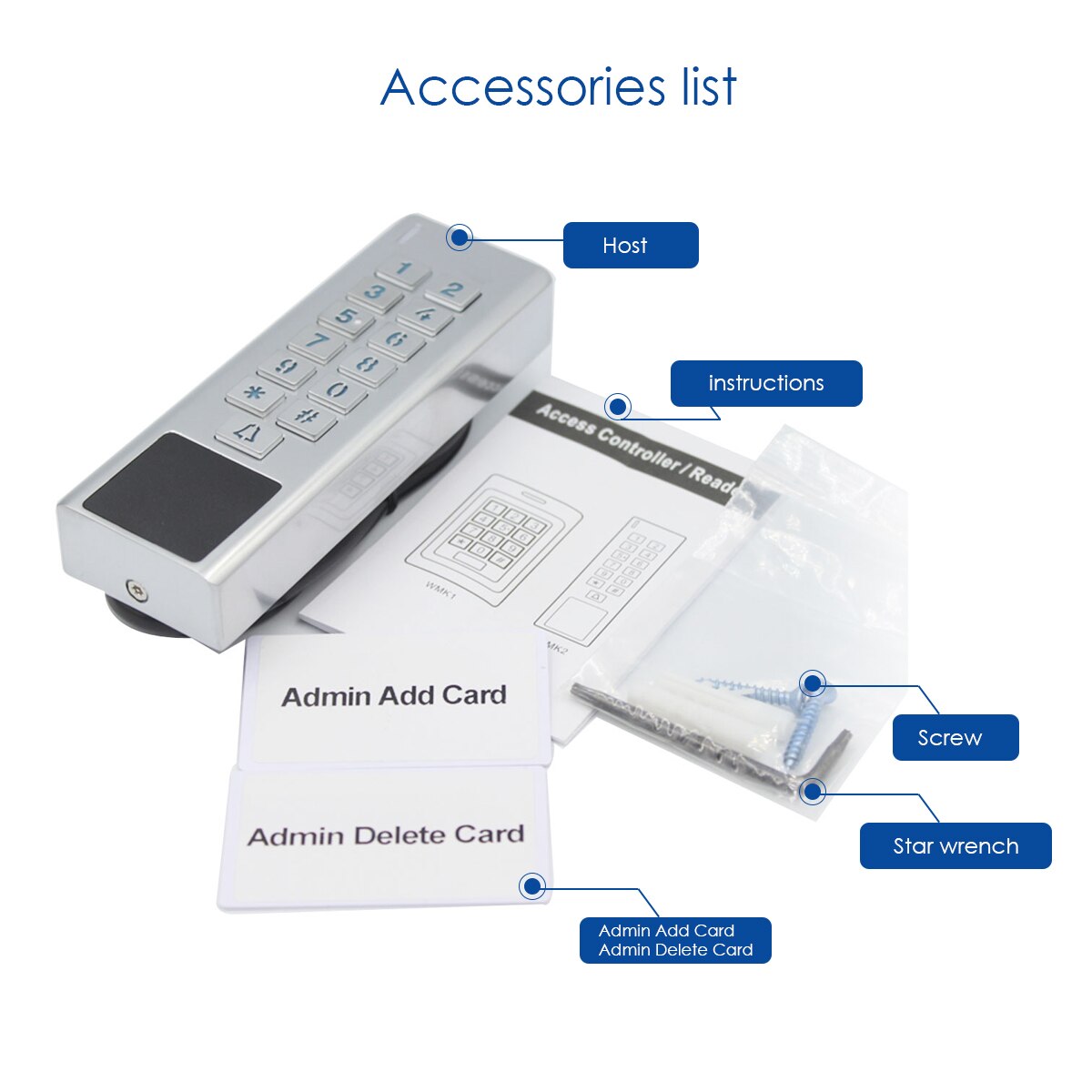 2000 User Zinc-alloy Door Waterproof IP67 Reader WG input output Access Control Outdoor RFID Access Control