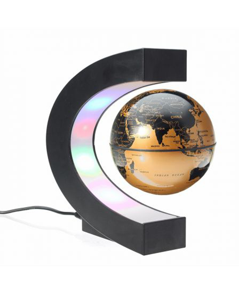 C-formet magnetisk levitation globus flydende verdenskort førte lys terrestre børn uddannelse geografi skoleartikler