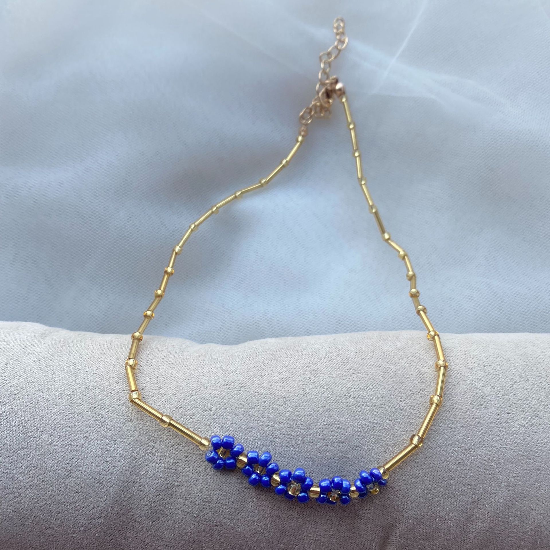2022 Korean Wave Early Spring Bamboo Flower Necklace Female Colorful Popular INS Trend Jewelry Girlfriend