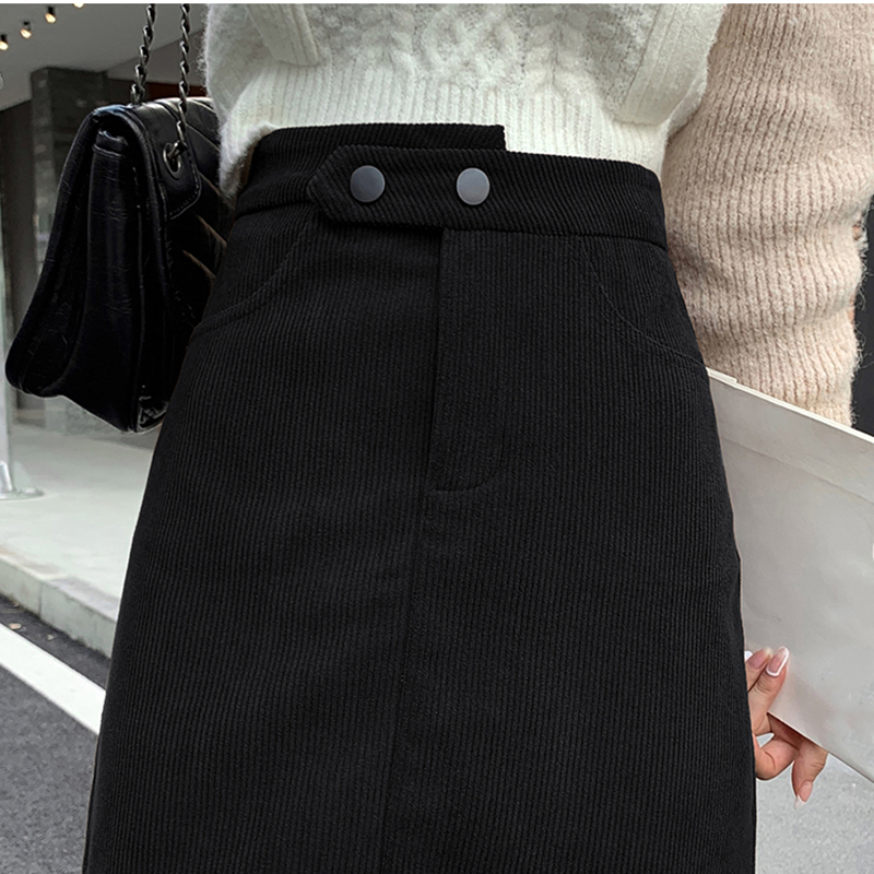 Women Casual Mini Skirt Ladies Winter Korean Japan Harajuku High Waist A-Line Solid Button Skirts Slim Office Streetwear