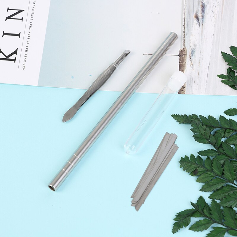 Stylo + 10 lames pour sculpture à cheveux, stylo magique à huile de tête en acier raffiné, stylo pour rasoir pour barbier, sourcils, rasage