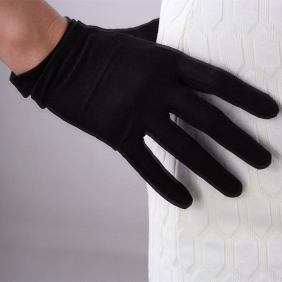 Naturlig silke elastisk naturlig silke handsker kort afsnit kvinders mælkehvide sorte sol handsker  tb15