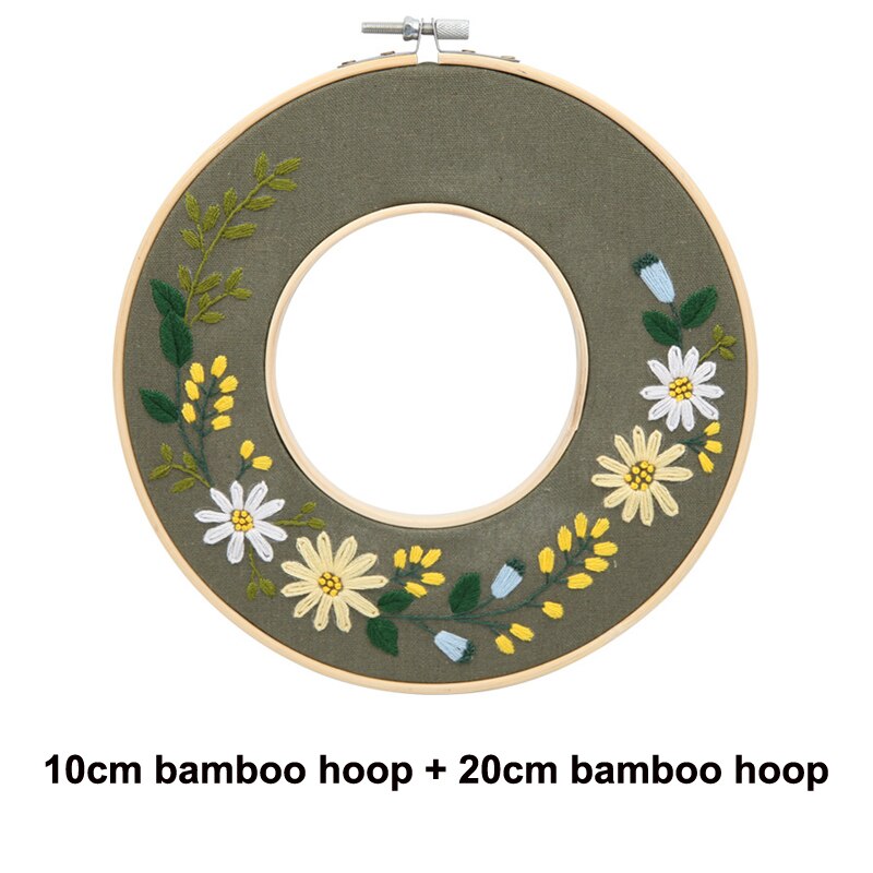 DIY Flower Embroidery Kit with Bamboo Hoop Needlework Flower Pattern Printed Starter Kit Handmade Sewing Art Craft Painting: 1