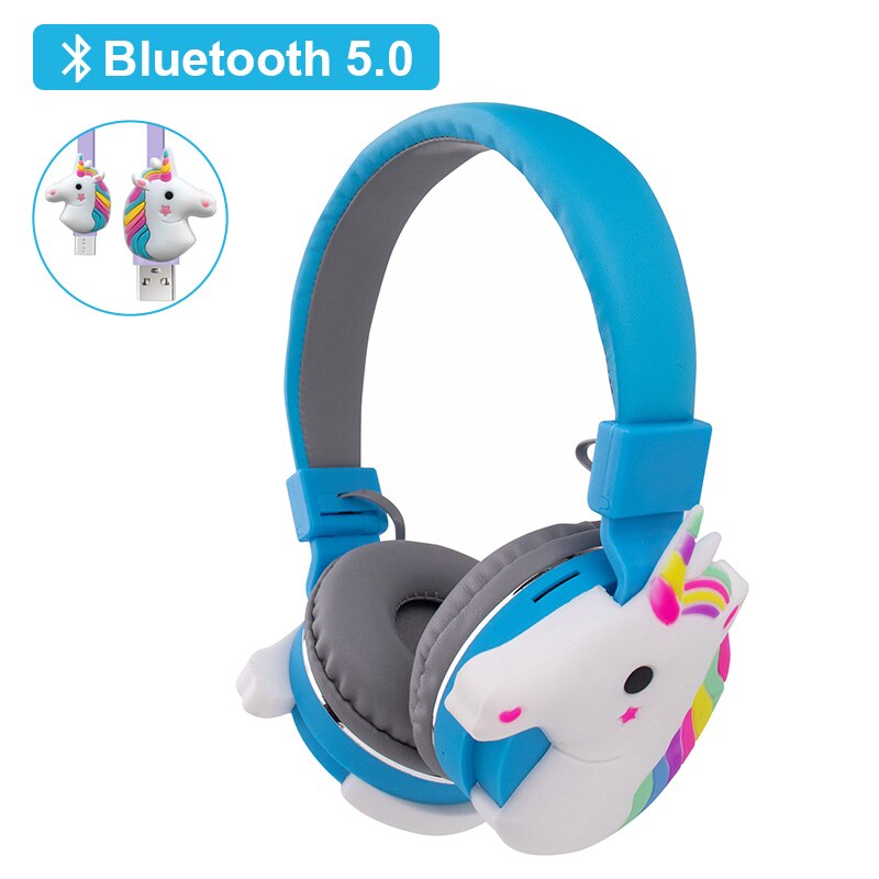 Unicorn trådlösa hörlurar set bluetooth 5.0 hörlurar, unicorn datakabel, med mikrofon, barnjul: Headset med kabel