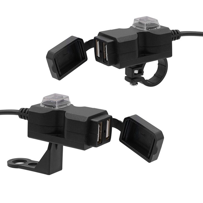 12V-24V Dual USB Port Waterproof Motorcycle Handlebar Charger Adapter Power Supply Socket For iphone Samsung Huawei