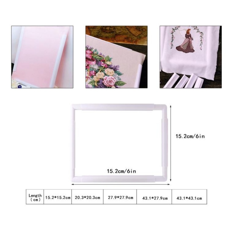 Square Plastic Embroidery Frame Set Cross Stitch Craft Tool Clip Type Frame Hoop DIY Sewing Crafts Tools