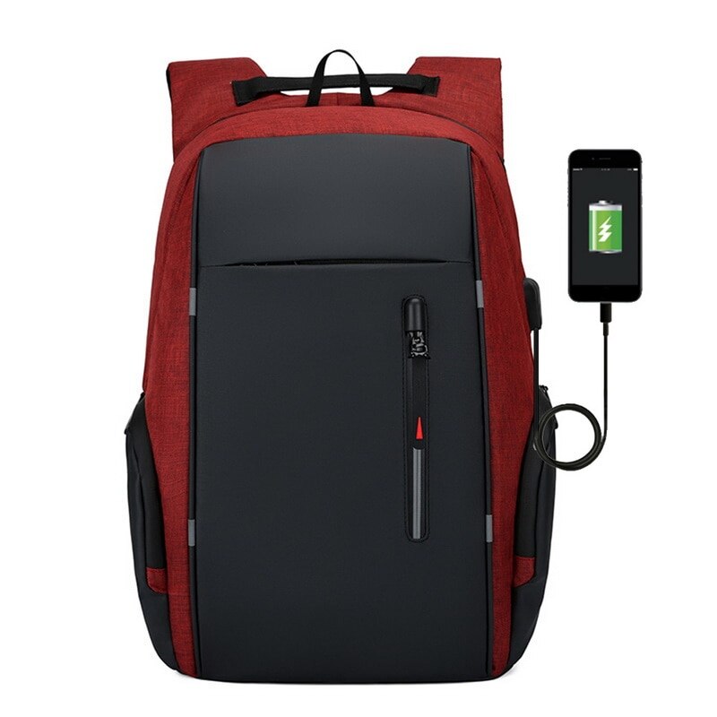 Men Laptop Backpacks Travel Backpack Multifunction Business Bag Anti Theft USB Charging Waterproof Unisex School Backpack: red 5