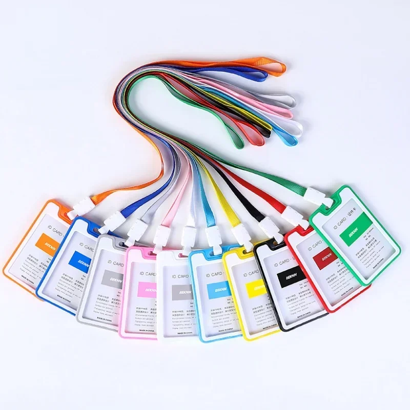 Porte-carte sangle de cou avec lanière porte-Badge carte d'identité de travail Bus couverture d'identité d'affaires porte-carte en plastique sacs fournitures de bureau