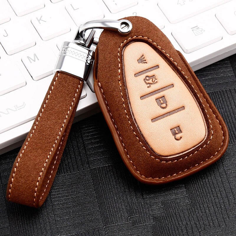 leather Car Key Cover Case For Chevrolet Cruze Spark Camaro Volt Bolt Trax Malibu Accessories: D-brown